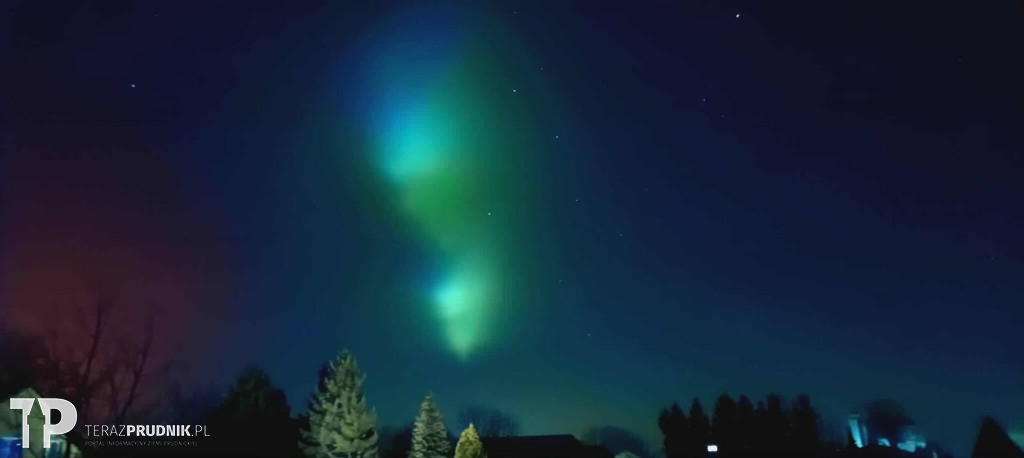 Zorza polarna nad ziemią prudnicką