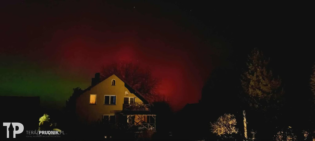 Zorza polarna nad ziemią prudnicką