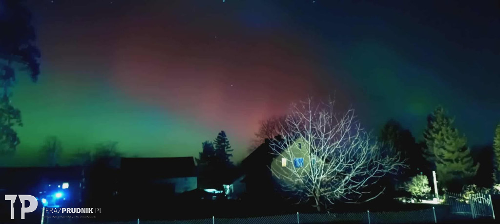 Zorza polarna nad ziemią prudnicką