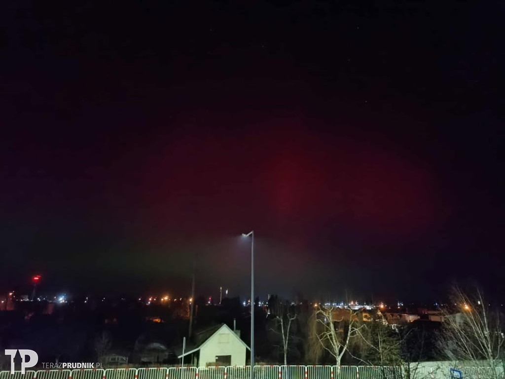 Zorza polarna nad ziemią prudnicką
