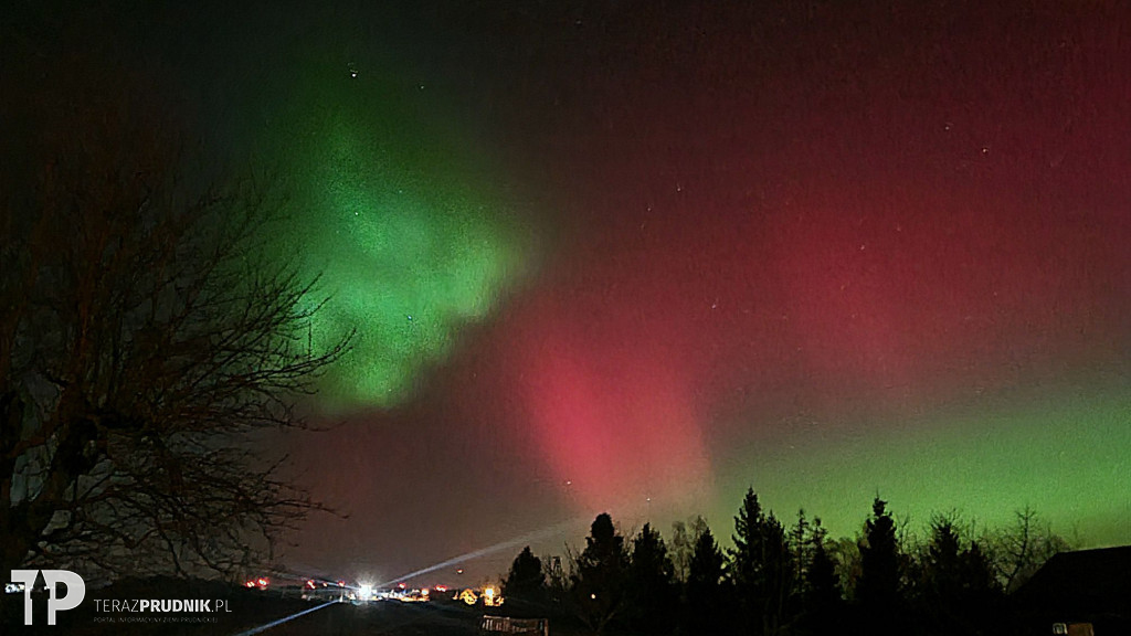 Zorza polarna nad ziemią prudnicką