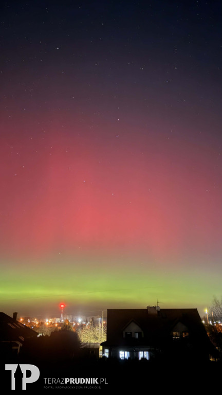 Zorza polarna nad ziemią prudnicką