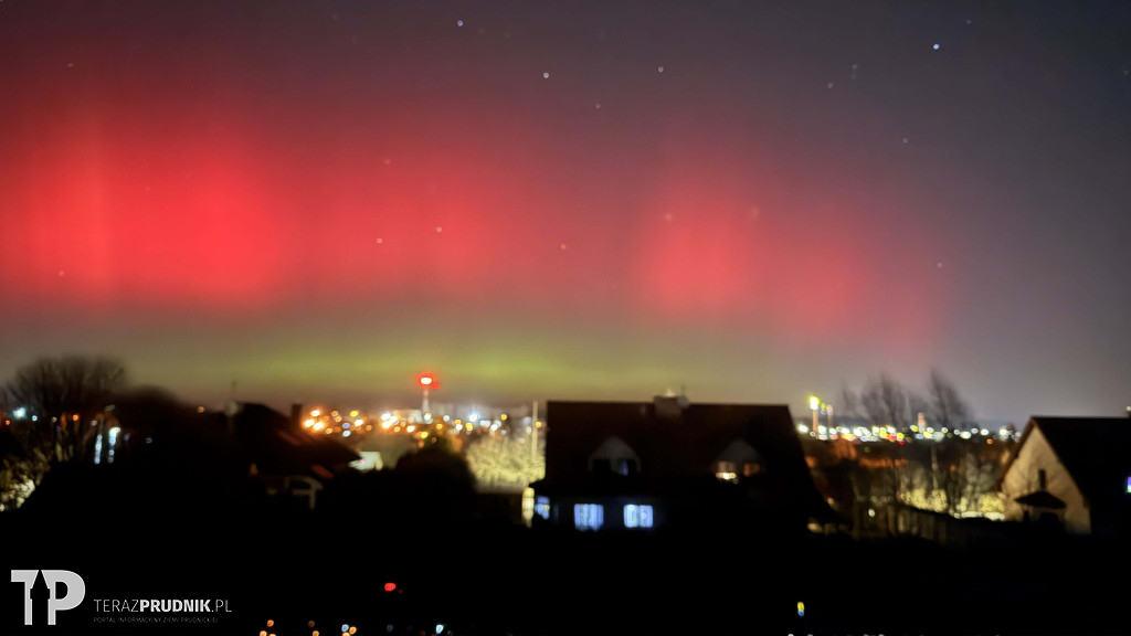 Zorza polarna nad ziemią prudnicką