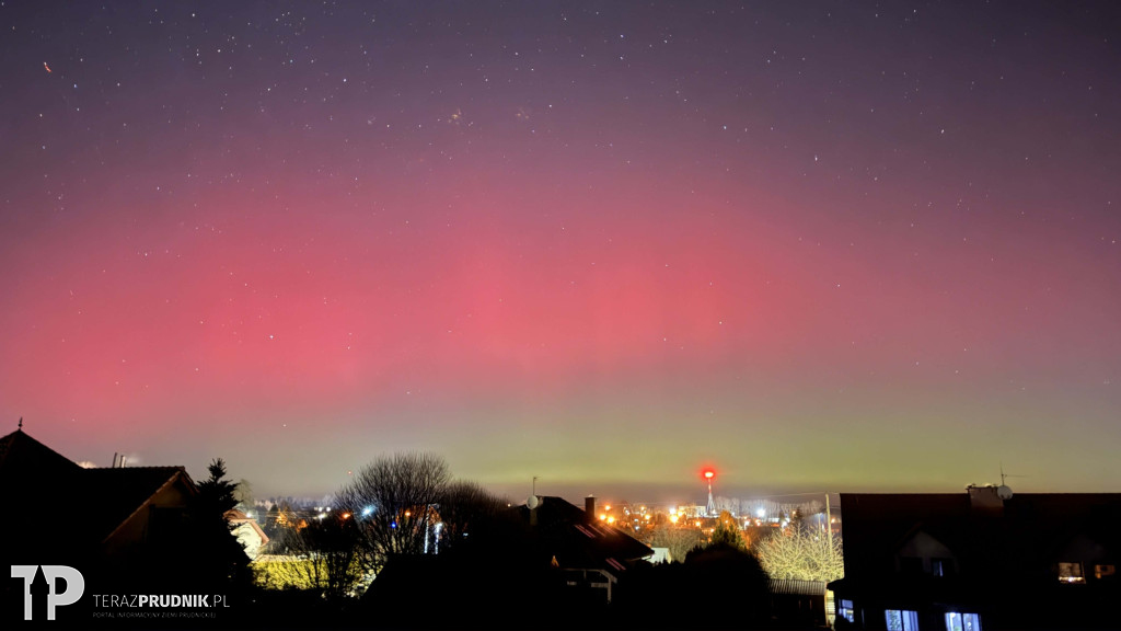 Zorza polarna nad ziemią prudnicką