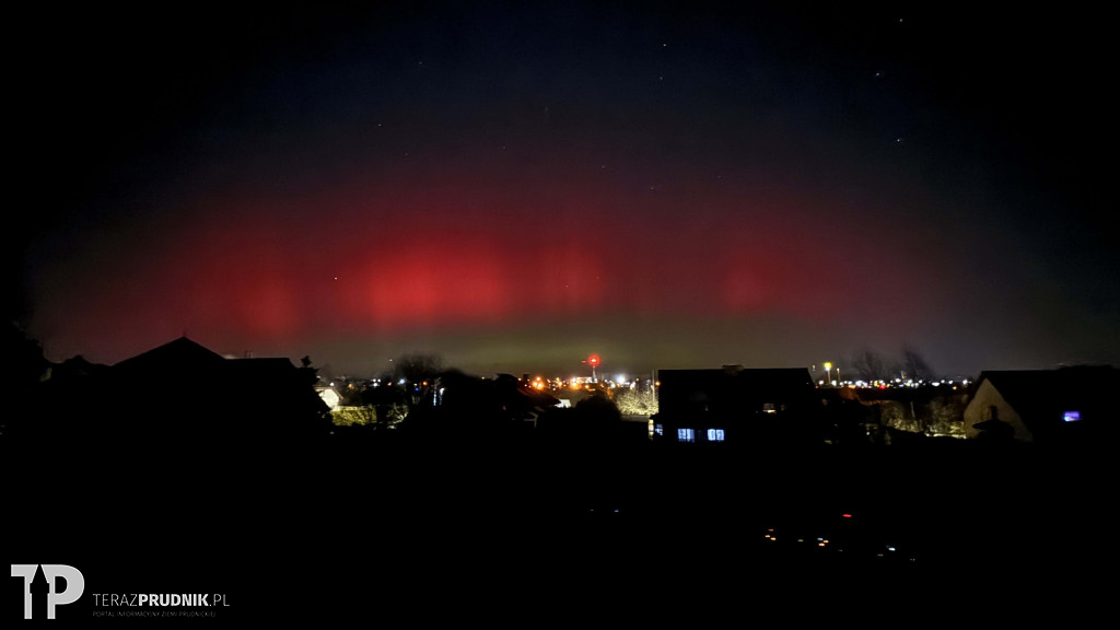Zorza polarna nad ziemią prudnicką