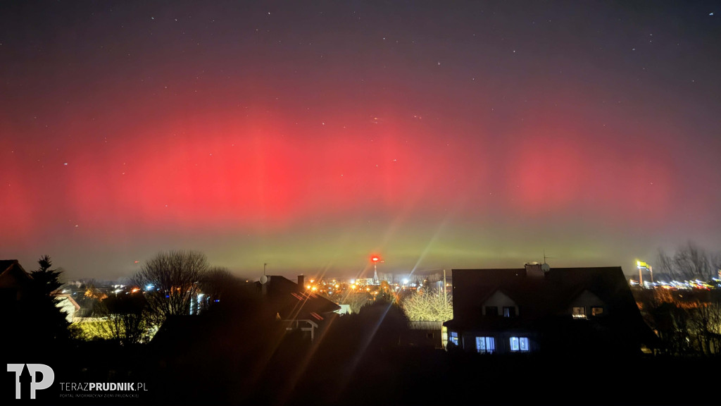 Zorza polarna nad ziemią prudnicką