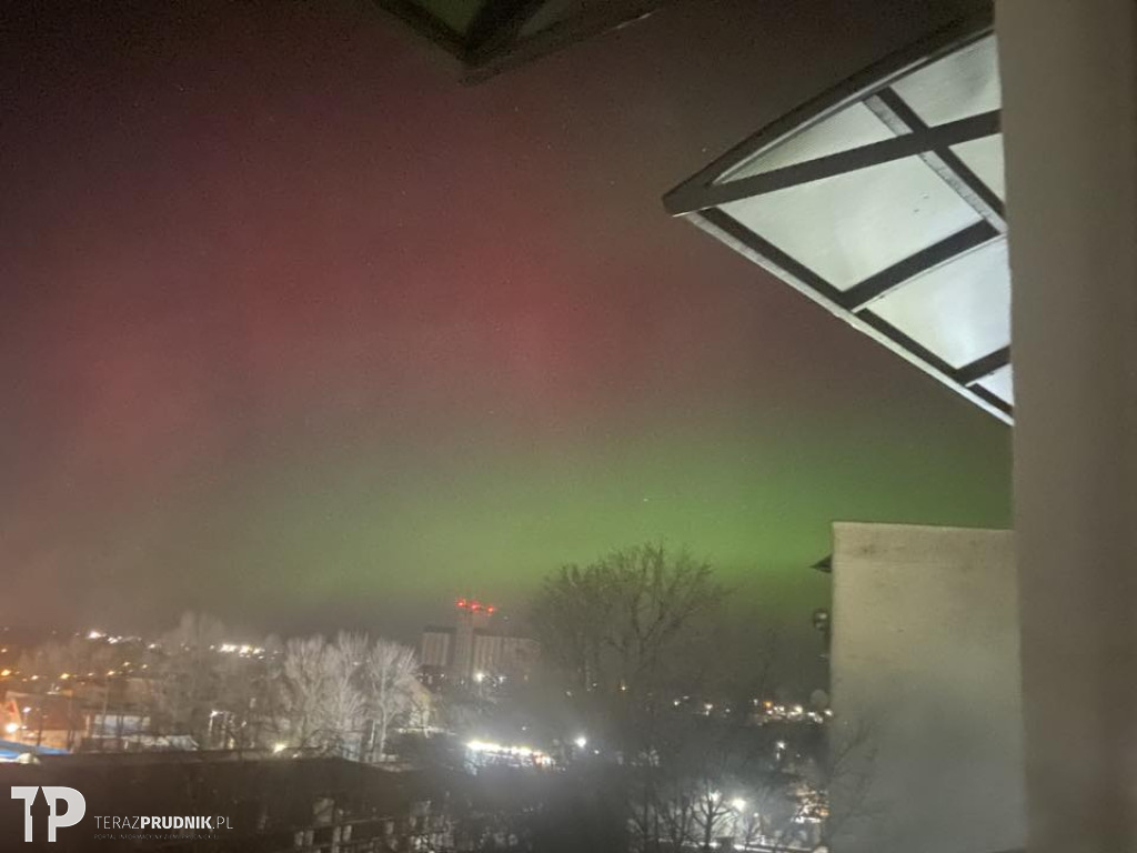 Zorza polarna nad ziemią prudnicką