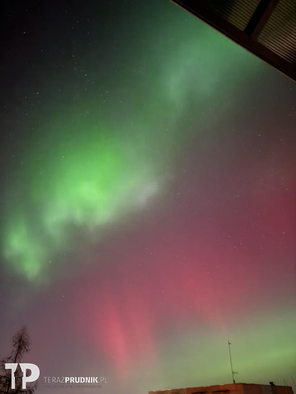 Zorza polarna nad ziemią prudnicką