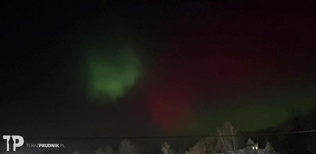 Zorza polarna nad ziemią prudnicką
