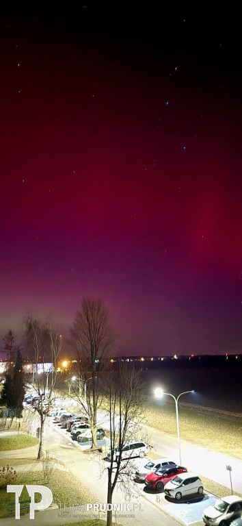 Zorza polarna nad ziemią prudnicką