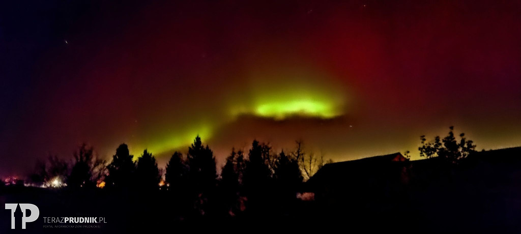 Zorza polarna nad ziemią prudnicką