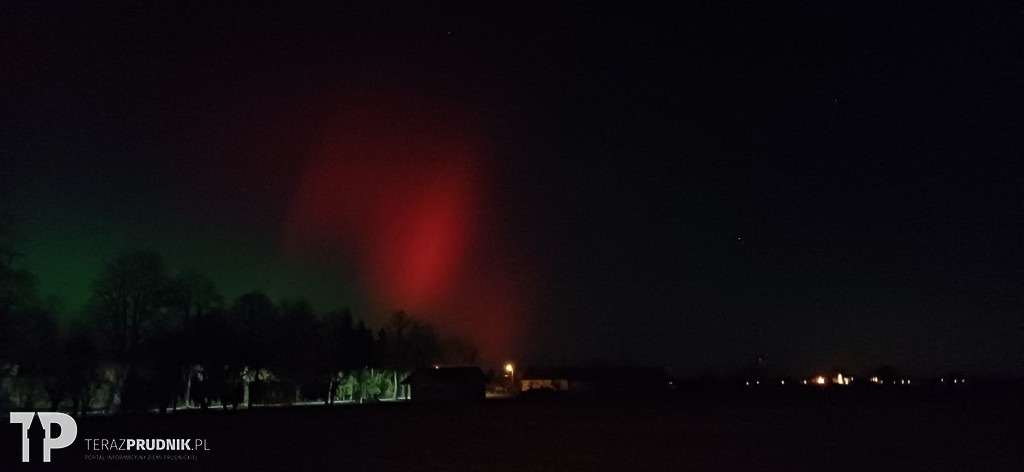 Zorza polarna nad ziemią prudnicką