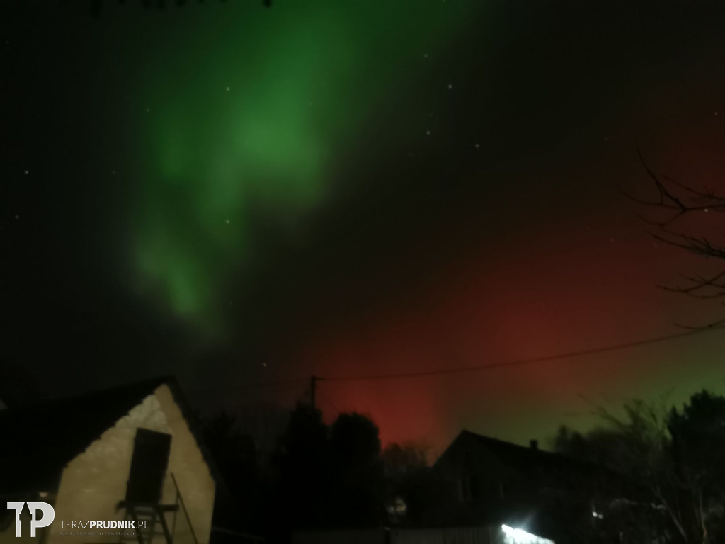 Zorza polarna nad ziemią prudnicką
