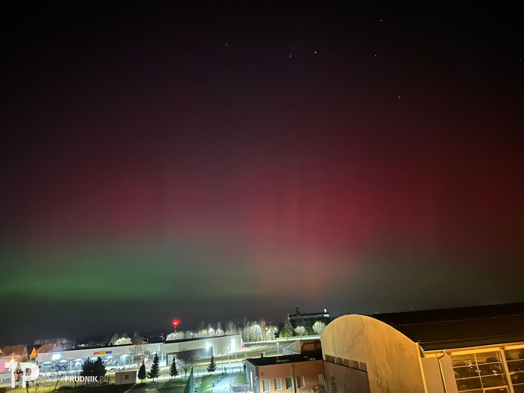 Zorza polarna nad ziemią prudnicką