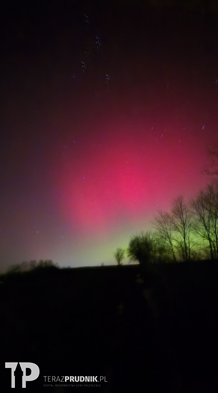 Zorza polarna nad ziemią prudnicką