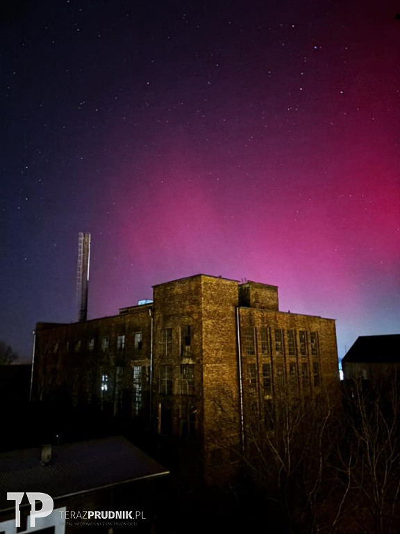 Zorza polarna nad ziemią prudnicką